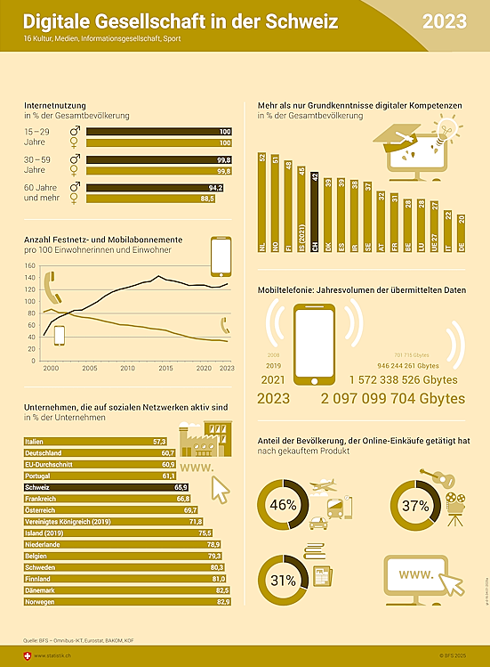 Infografik zur digitalen Gesellschaft in der Schweiz.