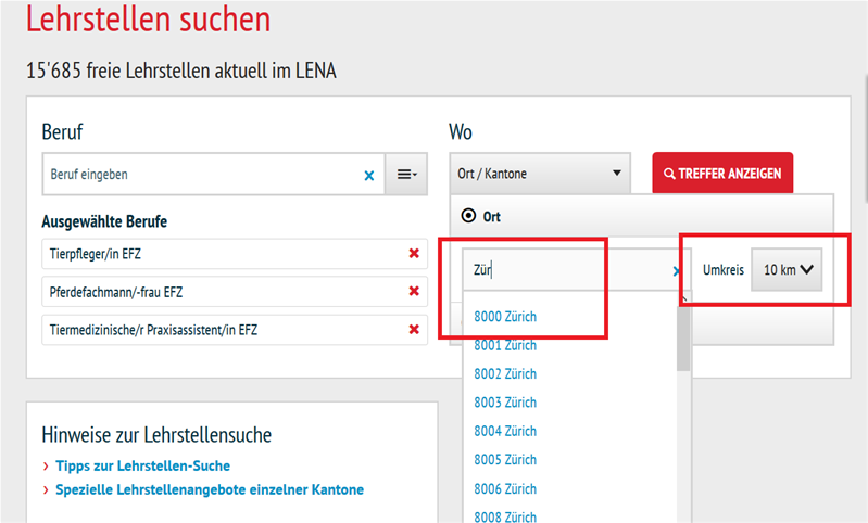 Ort auswählen